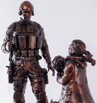 Statuette of beech "Polite people" on the bedside table